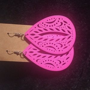 Hot pink teardrop fashion earrings